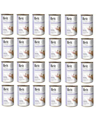 BRIT Veterinary Diet Gastrointestinal Salmon&Pea sistem digestiv sensibil la caini 24x400 g hrana dietetica