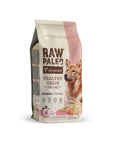 VETEXPERT RAW PALEO Heathy Grain Adult Salmon 10 kg Hrana uscata pentru caine, cu somon