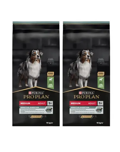 PURINA PRO PLAN Medium Adult Sensitive Digestion hrana uscata caini adulti de talie medie, cu miel 28 kg (2 x 14 kg)