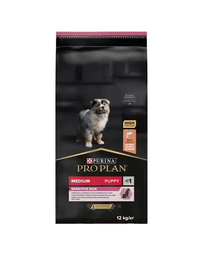 PURINA PRO PLAN MEDIUM PUPPY Sensitive Skin Hrana catei talie medie cu piele sensibila 12kg