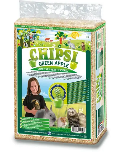 JRS Chipsi Green Apple rumegus pentru Rozatoare, mar verde 1 kg