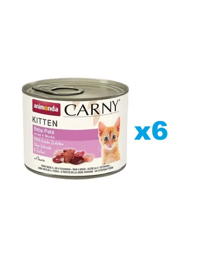 ANIMONDA Carny Kitten Baby Pate 6x200 g Pateu pentru pisoi, cu vita si pui