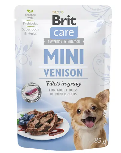 BRIT CARE Mini Adult Pouch Venison 24x85g Hrana umeda cu vanat pentru caini de talie mica