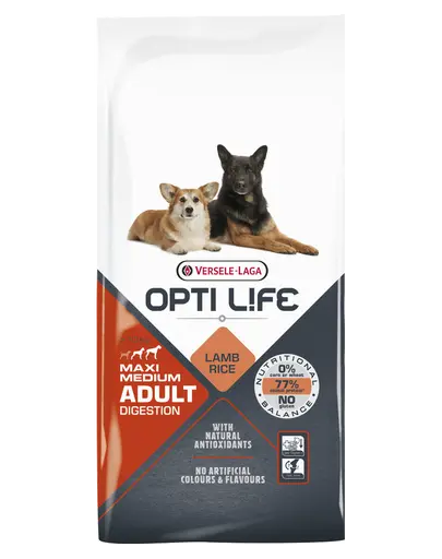 VERSELE-LAGA Opti Life Adult Digestion Medium&amp;Maxi hrana uscata pentru caini de talie medie/mare cu sensibilitati 12,5 kg