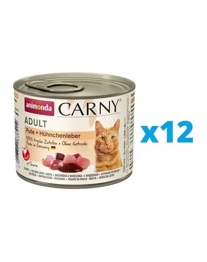 ANIMONDA Carny Adult Conserve pentru pisica, cu curcan si ficat de pui 12 x 200 g