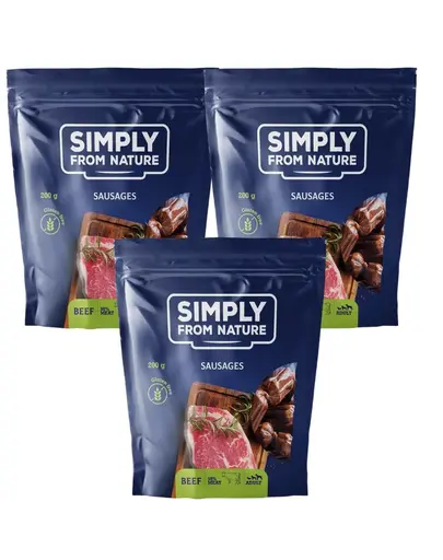 SIMPLY FROM NATURE Carnaciori recompense pentru caini, cu vita 3 x 200 g