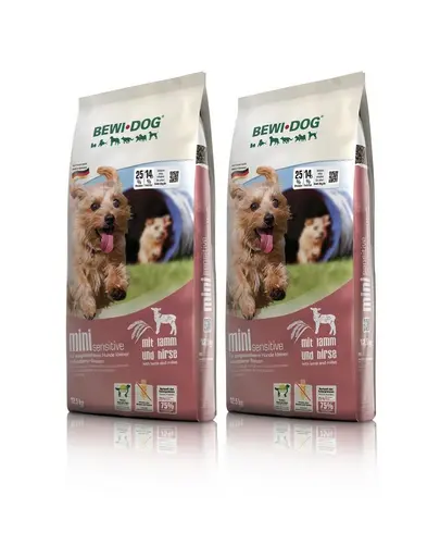 BEWI DOG Mini Sensitive 2 x 12,5 kg hrana uscata caini adulti talie mica, cu miel si mei
