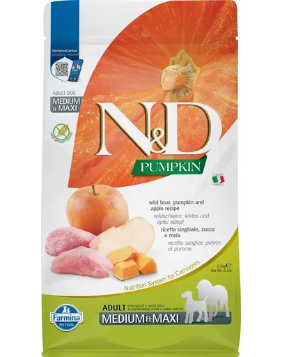 FARMINA N&amp;D Pumpkin Adult Medium&amp;Maxi Hrana uscata caini, cu mistet si mar 2.5 kg