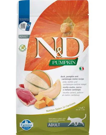 FARMINA N&amp;D Pumpkin Hrana uscata pentru pisici adulte, cu rata si pepene galben, 1.5 kg