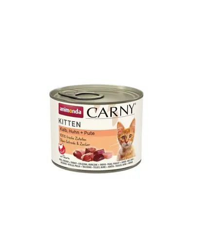 ANIMONDA Carny Kitten Veal&Chicken&Turkey 200 g Hrana pisoi, cu vitel, pui si curcan