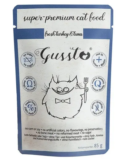 GUSSTO Cat Fresh Turkey&amp;Tuna CARNE PROASPATA DE CURCAN CU TON 85 g