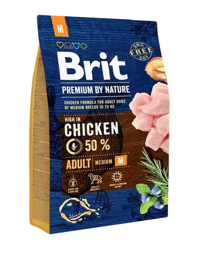 BRIT Premium By Nature Adult Medium M Hrana uscata pentru caini adulti de talie medie, cu pui 3 kg
