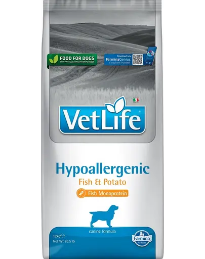 FARMINA Vet Life Hypoallergenic peste & cartof 12 kg Hrana uscata caini cu alergii alimentare