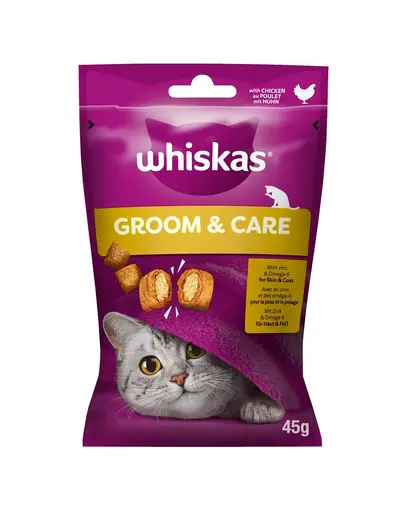 WHISKAS Healthy Shine 45 g recompense cu pui pentru pisica
