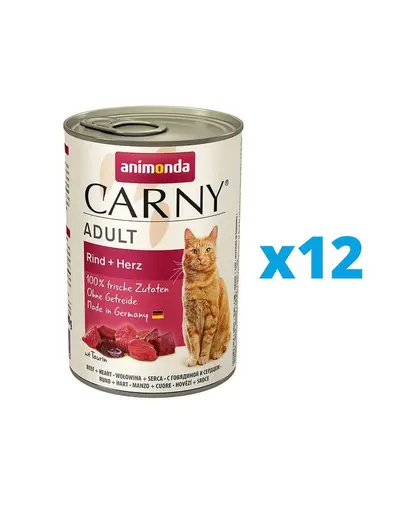 ANIMONDA Carny Adult Hrana umeda set carne de vita si inimi pentru pisici adulte 12 x 400 g