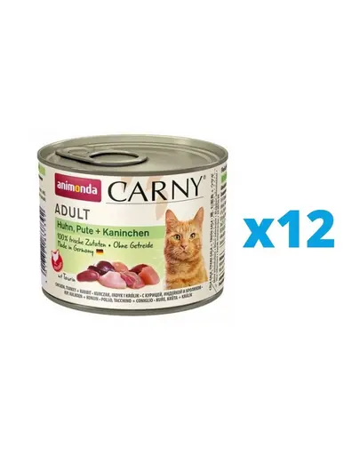 ANIMONDA Carny Adult pui, curcan si iepure 12 x 200 g