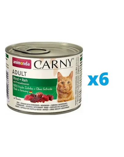 ANIMONDA Carny Conserve pentru pisici, cu vita, vanat si afine  6 x 200 g