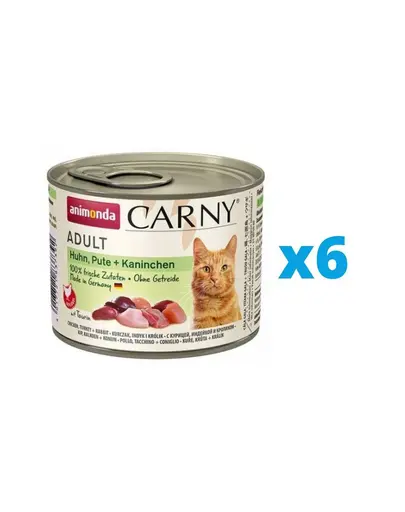ANIMONDA Carny Adult pui, curcan si iepure 6 x 200 g