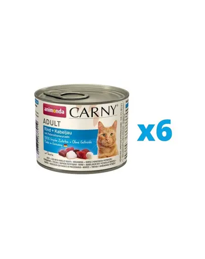 ANIMONDA Carny Conserve hrana umeda pisici, cu vita, cod si radacina de patrunjel 6 x 200 g