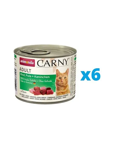 ANIMONDA Carny Adult Conserve pisica, cu vita, curcan si iepure 6 x 200 g