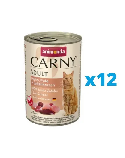 ANIMONDA Carny Adult pui, inimi de curcan si rata 12 x 400 g