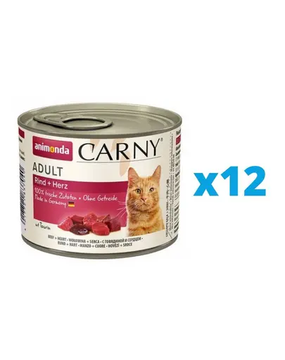 ANIMONDA Carny Hrana umeda pentru pisica, cu carne de vita si inimi 12 x 200 g