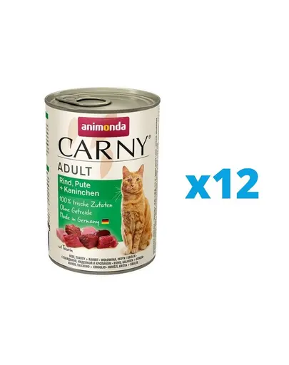 ANIMONDA Carny Adult conserve pisici 12 x 400 g vita, curcan, iepure
