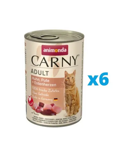 ANIMONDA Carny Adult hrana pisica cu pui, curcan si inimi de rata 6 x 400 g