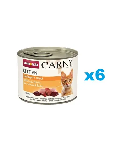 ANIMONDA Carny Kitten Poultry&Beef 6x200 g Hrana pisoi, cu pasare si vita