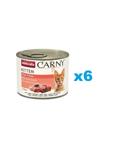ANIMONDA Carny Kitten Beef&Turkey 6x200 g Hrana umeda pentru pisoi, cu vita si curcan