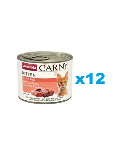 ANIMONDA Carny Kitten Beef&Turkey 12x200 g Hrana umeda pentru pisoi, cu vita si curcan