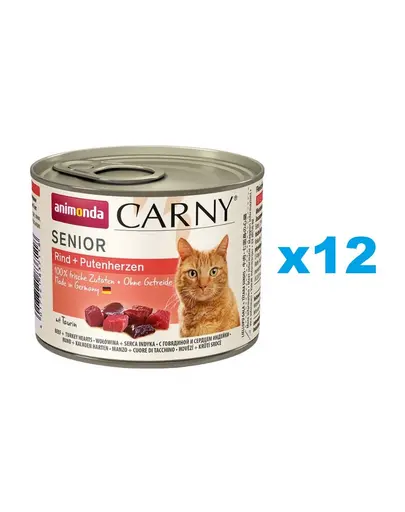 ANIMONDA Carny Senior conserve pisici senior 12x200 g vita si inimi curcan