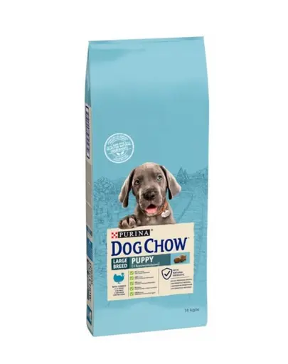 Purina Dog Chow Puppy Large Breed hrana uscata caini juniori de talie mare, curcan 14 kg