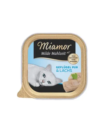 MIAMOR Milde Mahlzeit Poultry Pure&Salmon 100g pasare si somon, hrana pisica