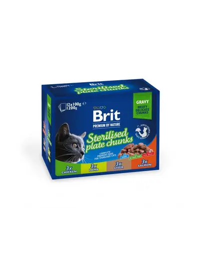 BRIT PREMIUM Pouch Sterile Plate 12x100g Plicuri hrana umeda pisici sterilizate