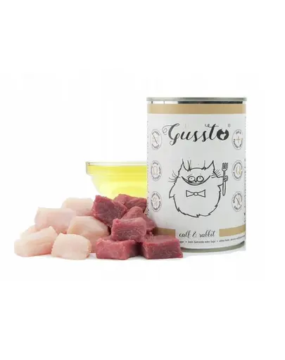 GUSSTO Cat Fresh Calf & Rabbit CARNE PROASPATA DE VITEL CU IEPURE 400 g