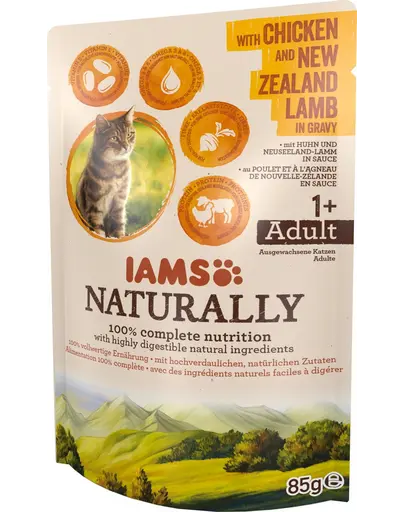 IAMS Naturally - Hrana umeda pentru pisici - pui si miel de Noua Zeelanda - 85 g