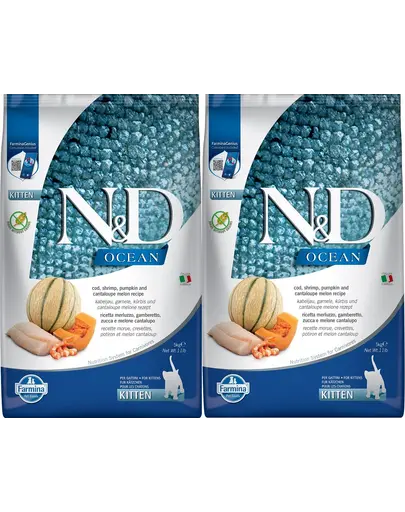 FARMINA N&amp;D Ocean 2x5 kg hrana uscata pisoi, pisici gestante si care alapteaza, cod, creveti, dovleac si pepene galben