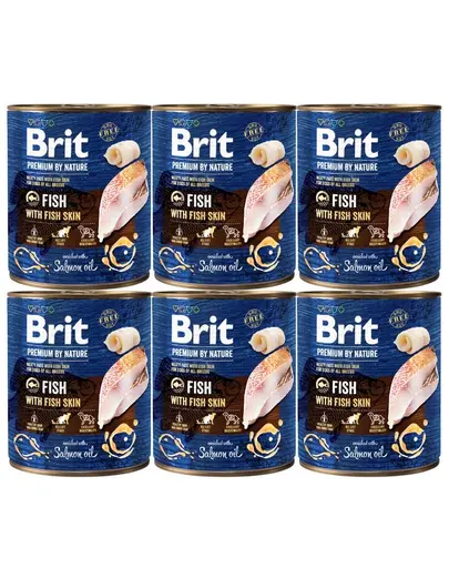 BRIT Premium by Nature Fish&Fish Skin 6x800 g alimente umede caini, peste si piele de peste