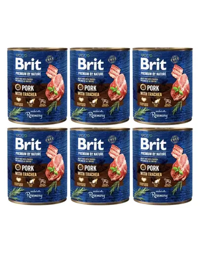 BRIT Premium by Nature Pork with Trachea 6x800 g porc si esofag, hrana umeda caine