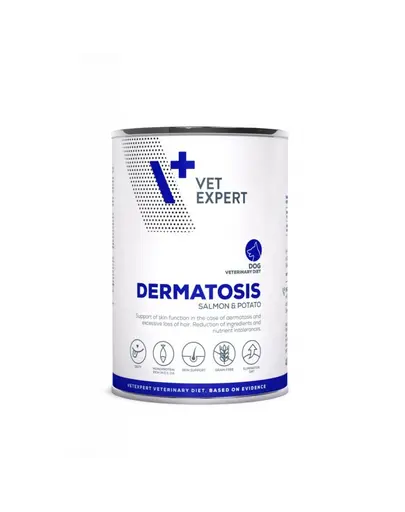VET EXPERT Veterinary Diet Dog Dermatosis Salmon&amp;Potato 400 g hrana umeda veterinara pentru caini