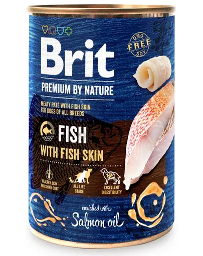 BRIT Premium by Nature Fish&Fish Skin 400 g Conserva hrana pentru caini,cu peste si pui