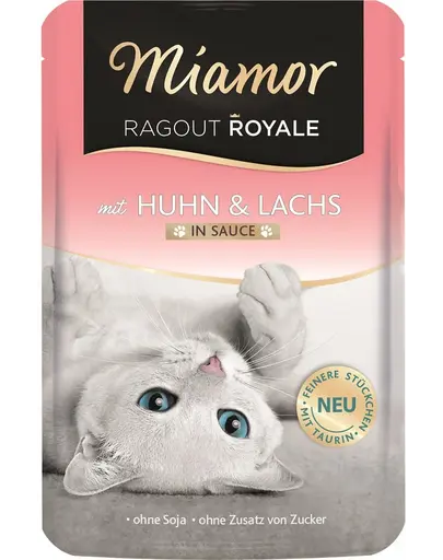 MIAMOR Ragout Royale in Sauce Chicken&amp;Salmon pliculet cu sos pentru pisici 100 g pui si somon