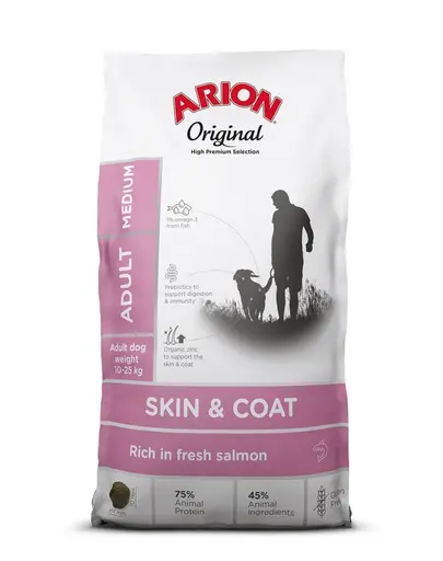ARION Original Skin &amp; Coat Adult Medium Salmon Rice 2 kg hrana completa pentru caini adulti de rasa medie, cu somon