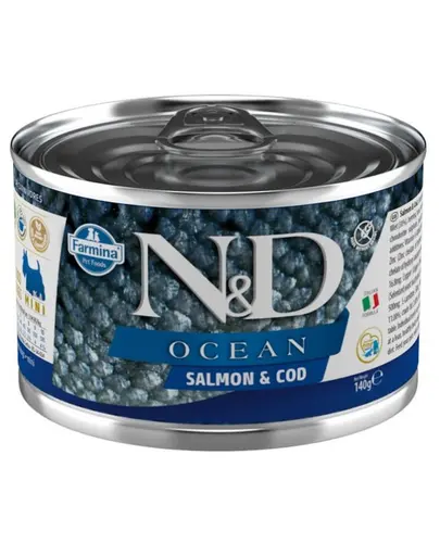 FARMINA N&D Ocean Dog Salmon, codfish 140 g Conserva pentru caine, cu somon si cod