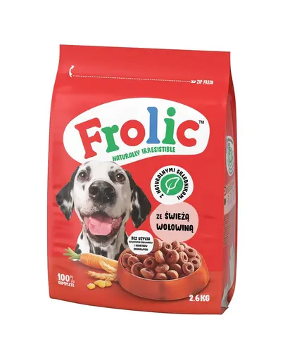 FROLIC Naturally Irresistible 2,6 kg hrana semi-umeda pentru caini, cu vita