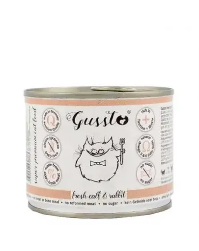 GUSSTO Cat Fresh Calf & Rabbit CARNE PROASPATA DE VITEL CU IEPURE 200 g