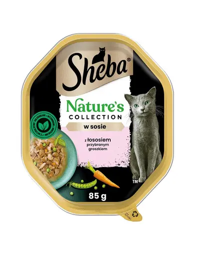 SHEBA Nature's Collection 85 g mancare pisica, in sos cu somon si mazare