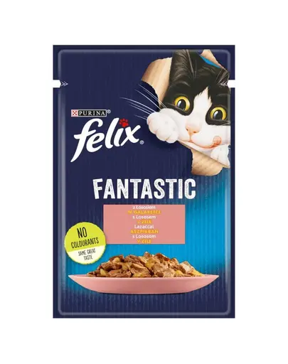 FELIX FANTASTIC Hrana umeda cu somon in jeleu pentru pisici adulte 85g