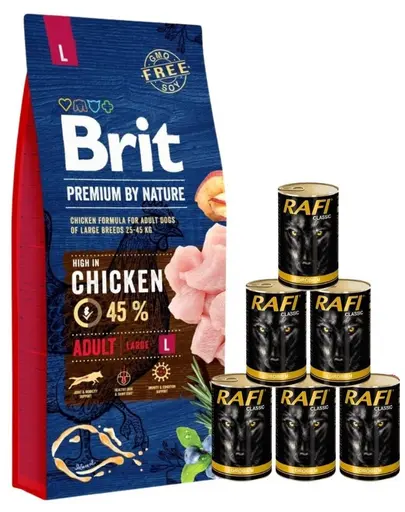 BRIT Premium By Nature Adult Large L 15 kg + 6x1240 g in sos